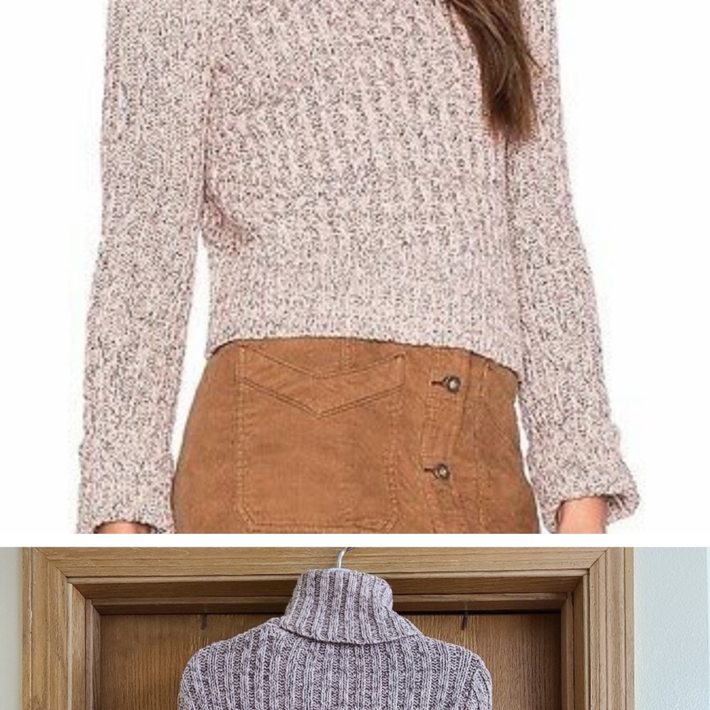 Pink marled FP turtleneck crop